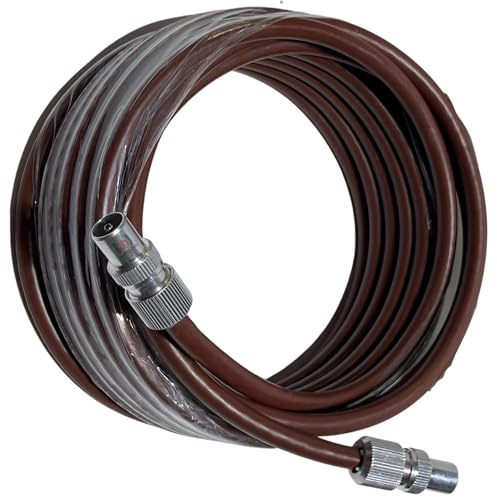 Inbrackets Tv Aerial Coax Cable RF Lead Male Plug to Plug with Coupler (Brown, 4 Metres)