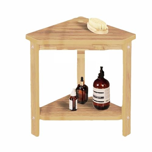 Homeily Bambus Eckregal, 2 Stufe Eck-Ablage für Badezimmer, Dusche & Küche