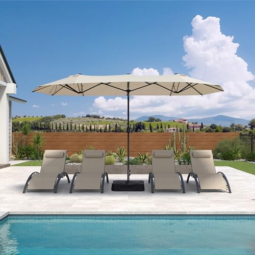 PURPLE LEAF Sonnenschirm Balkon 400 x 200 cm mit Kurbel UV-Schutz, Beige | Pflegeleichtes Gartenschirm, Robuste Stahlstreben, Korrosionsbeständiges Gestell, UV-beständiges Gewebe, Garten & Balkon