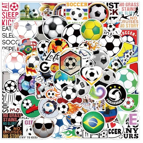 Creative Football Stickers 100Pcs No-Repeat Football Stickers for Adults Kids Fans Football-Themed Decorative Stickers for Bicycle Scrapbook Water Bottle Laptop Skateboard Luggage Football Gifts