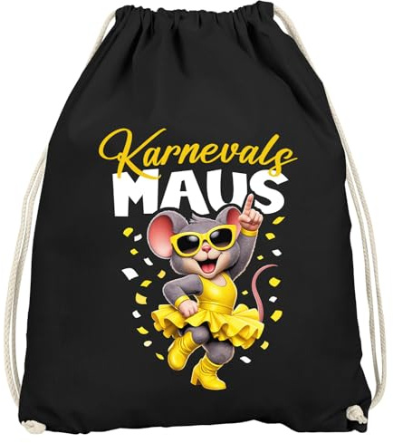 MoonWorks® Turnbeutel Karneval Maus Spruch lustig Faschingsartikel Gadget Karneval Tasche Party Accessoires Gymbag Schwarz-gelb unisize