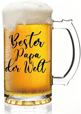 Verdaxis Bierglas Geschenk für Papa, Vatertagsgeschenke Biergläser für Vater, Personalisiertes Geburtstagsgeschenke Bester papa der welt Bierglas, Biergläser für Vatertag 450ml