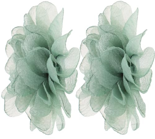 Tofficu Clips para Zapatos Flor de Tacones Altos Diseño Elegante Verde, 2 Piezas de Tela Removibles Ideales para Fiestas y Ocasiones Obsequios