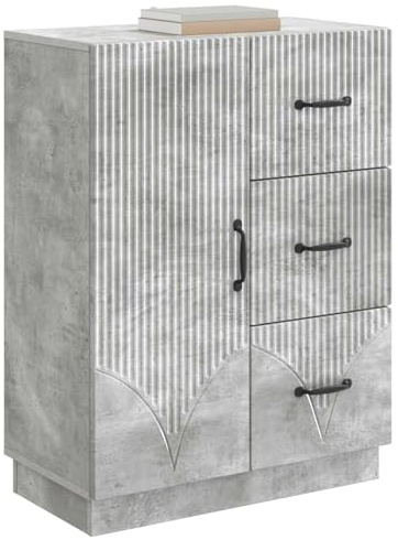 vidaXL Sideboard Betongrau 66 x 34,5 x 87 cm Holzwerkstoff, Wohnzimmer, Moderne Aufbewahrung, Esszimmermöbel, praktischer Schrank, viel Platz für Ordnung