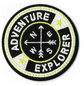 Iron-On Patch Adventure Explorer Compass Luminescent Yellow 5 x 5 cm