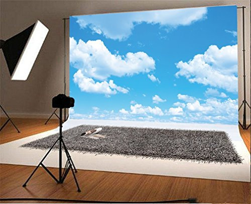 YongFoto 3x2m Foto Hintergrund Blauer Himmel Weisse Wolke Natur Frühling Dusche Alles Gute zum Geburtstag Fotografie Hintergrund Fotoshooting Portraitfotos Party Kinder Hochzeit Fotostudio Requisiten