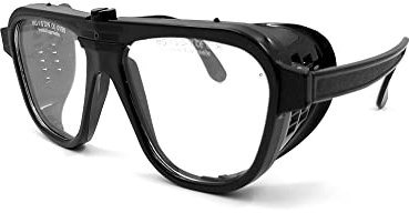 Schutzbrille aus schwarzem Nylon mit ovalen Gläsern, klar, splitterfrei - 1 Stück