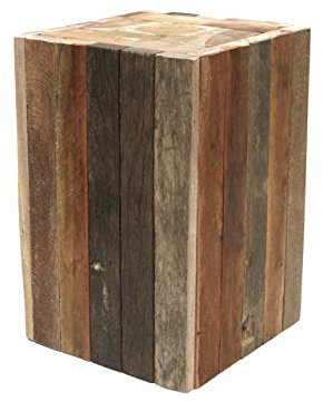 Brillibrum Design Beistelltisch Holz Hocker aus Treibholz Nachttisch Quadratisch Echtholz massiv Ablage Blumenhocker 45 x 30 x 30 cm (H x B x T)