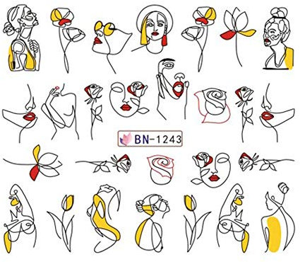 1pc Black Abstract Illustration Decals Nail Hollow Lines Alphabet Slider Manicure Nail Stickers