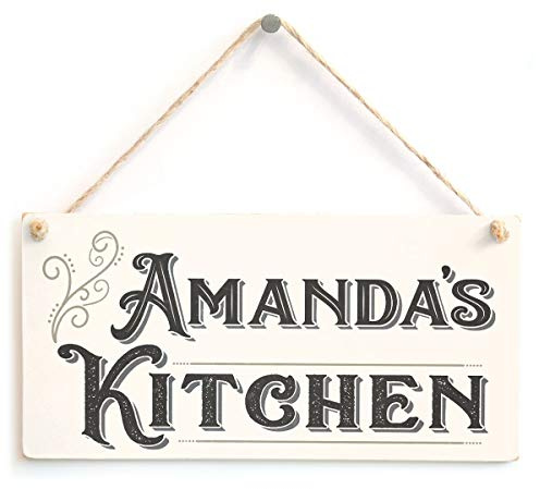 Personalised Kitchen Sign, Vintage Typography Decor | Kitchen name sign for cooks and family homes