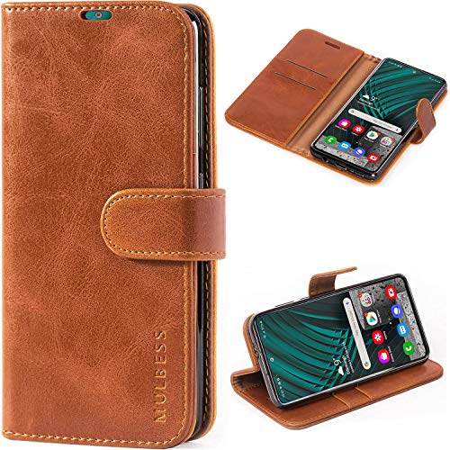 Mulbess Handyhülle Kompatibel mit Samsung Galaxy A51 Hülle Leder, Klapphülle, Schutzhülle, Braun