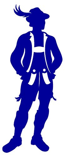 WC-Schild, Toilettenschild Bayrisch mit Lederhose selbstklebend, Herren, Blau, L