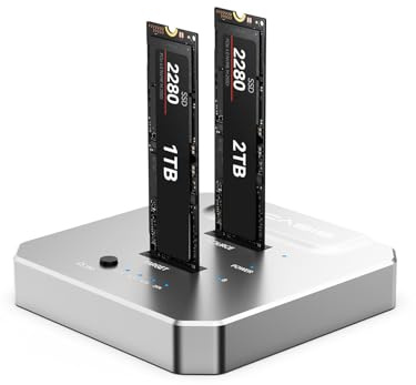 ACASIS M.2 NVMe SSD Kloner, Dual Bay 20Gbps USB 3.2 Gehäuse, Aluminium | Offline-Klonen ohne PC, für NVMe SSD 2230-2280, bis 8TB Kapazität, robustes Aluminium, Plug & Play, werkzeuglose Installation