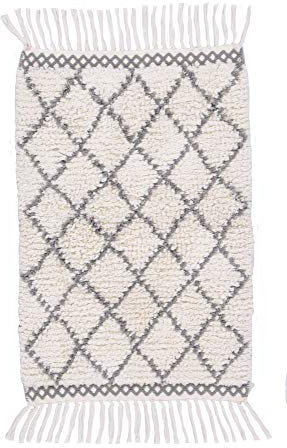 Badezimmerteppich Vintage | Beni Ourain | Badematte | Oekotex | Waschbar | 100% Baumwolle | 70 x 120 cm; Farbe: Weiß Multi | Tom Tailor - Ethno Bath