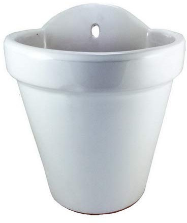 Maceta Colgante Maceta Colgar Pared Barro Esmalte Exterior (22 cms, Blanco)