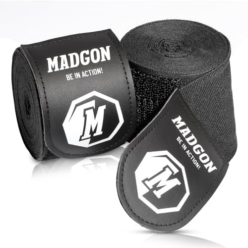 MADGON Boxbandagen mit Daumenschlaufe & starkem Klett | Box Bandage in 3 m / 3,8 m / 4,5 m – ideal für Boxen, MMA, Kickboxen, Training & Sparring | 2er Set
