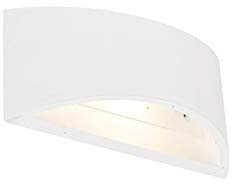 Qazqa - Moderne Wandleuchte Weiß 20cm mit Lichteffekt - Tum I Wohnzimmer I Schlafzimmer - Gips Rund - LED geeignet G9