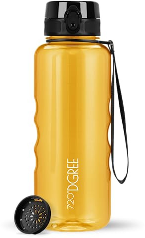 720°DGREE Water Bottle 1.5l “uberBottle“ crystalClear +Sieve - BPA-Free, Leakproof, Reusable Drinking Bottle - XL Sports Bottle for all Day Hydration, Gym, Fitness, Office, University, Hiking, Travel
