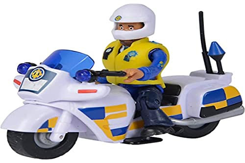 Simba - Sam Il Pompiere Moto Polizia, 109251092038, + 3 Anni, Incluso Personaggio Malcom e Accessori