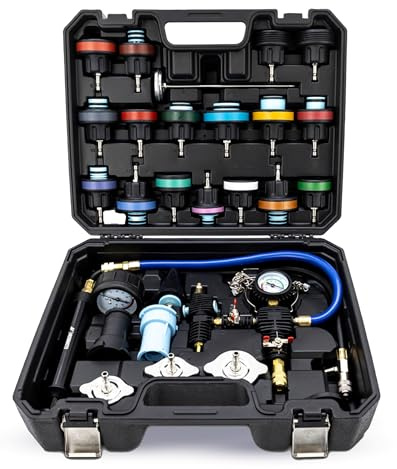 Mishimoto MMTL-CPT-28 Testeur de pression de liquide de refroidissement et kit de recharge sous vide, 28 pièces, ajustement universel, noir