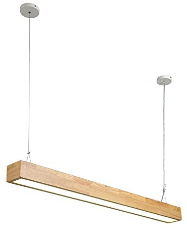 VOMI LED Pendelleuchte Esstisch Holz Wohnzimmer Hängelampe Höhenverstellbarer Modern Acryl Holzlampe Rechteck Design Esszimmerlampe Warmweiß für Esszimmer Schlafzimmer Wohnzimmer Küche Café,90cm