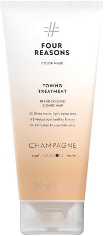 FOUR REASONS Farbmaske – Champagnerblond – (19 Farben) Tönungsbehandlung, farbgebende Spülung, tonisiert und verbessert farbbehandeltes Haar – semipermanente Haarfarbe – 6,76 fl oz