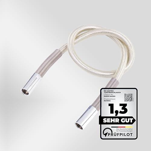 BE-GASTRO I - Industrial Hostelería Manguera de ducha profesional (120 cm, con protección especial contra torceduras, 1/2, estándar AG, repuesto para alcachofa de plato/gastronomía, 1200 mm)