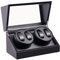 CO-Z Automatic Watch Winder Box | Dust-Proof Wooden Storage Box and Display Case| Retro Self-Winding Mechanical Watch Box with Durable Quiet Motor, 4 Winders, Black