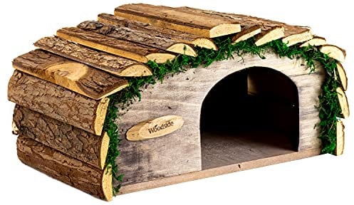 Woodside Hedgehog House & Hibernation Shelter with Bark Roof, Safe & Secure Predator Proof Outdoor Habitat/Feeding Station