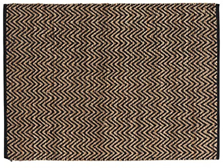 Douceur d'Intérieur, Zickzack-Teppich, rechteckig, Jute, Polycotton, 120 x 170 cm