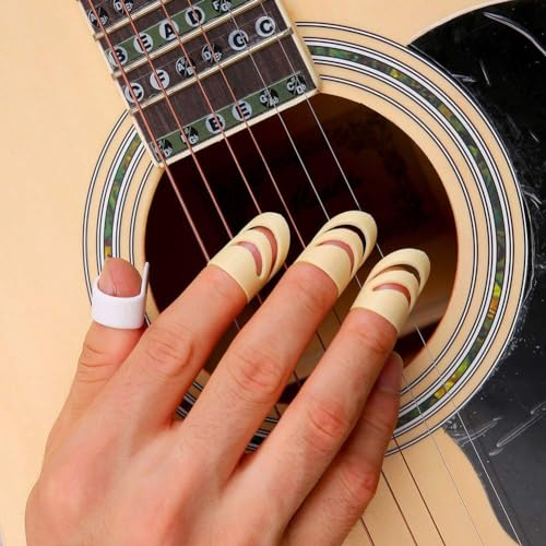 6-teiliges Fingerpick-Set, Finger-Daumenpicks Bass-Fingerpicks Fingerschützer für Gitarre Banjos Ukulele Mandoline