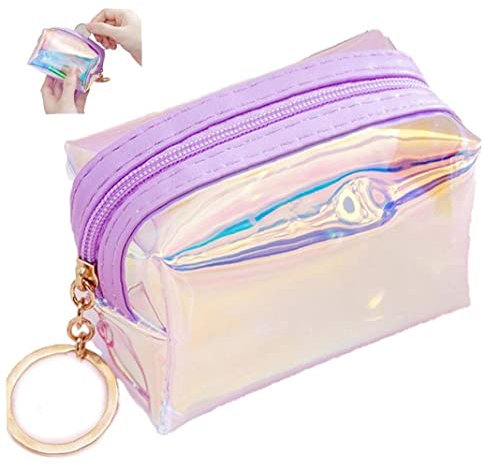 Fopytu Porte-Monnaie holographique, Porte-Monnaie irisé Porte-Monnaie Pochette de Maquillage holographique Portefeuille pour Femme