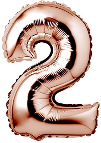 Number 2 Balloon - 34 Giant Foil Rose Gold Number Two Balloon - Perfect for Birthday Parties and other Anniversary Celebrations