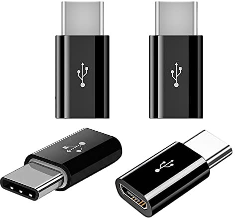 iZhuoKe Adattatore USB C a Micro USB Femmina, 4 Pezzi Adapter Connettore per Samsung,Google Pixel,Huawei,MacBook Pro-Nero