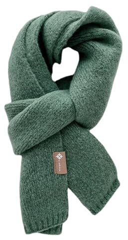 Duories Damen Schal Winter: Unisex Paar Gestrickter Winterschal - Weiche Verdickte Warmer Woll Strickschal, Langschal - Dunkelgrün