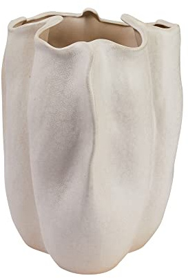 Bloomingville Dekorative Vase aus Steingut, organisch geformt, cremefarben