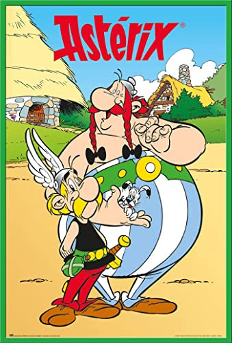 empireposter Asterix und Obelix - Gallisches Dorf - Poster Druck 61x91,5 cm + Wechselrahmen, Shinsuke® Maxi Kunststoff Grün, Acryl-Scheibe