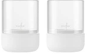 blomus Windlicht 2er Set -Calma- | Kerzenhalter aus hochwertigem Beton und Glas | Farbe Lily White | Größe XS | 7L x 7B x 9,5H cm | Indoor | exkl. Kerze