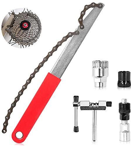 mizikuu Kit Attrezzi Catena per Bici, Set da 5 Pezzi Chiave di rimozione e Frusta Durevole e Antiscivolo Attrezzi Bicicletta Pacco Estrattore pignone per Cassette da 6, 7, 8, 9, 10, 11 Scomparti