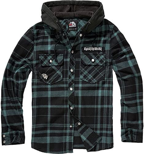 Brandit Maiden Check Shirt Hooded EDDI, color: black-gree, size: 4XL