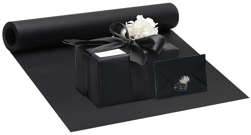 Rouleau de papier kraft pour loisirs créatifs, dessin, emballage cadeau, art mural - Noir - 15 m
