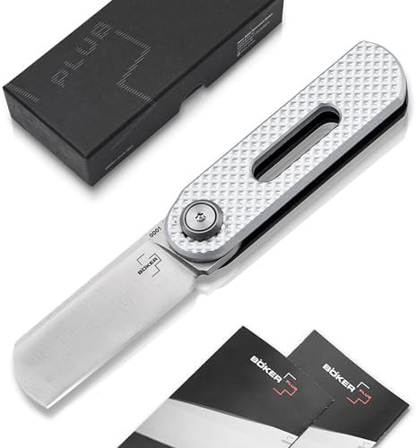 BÖKER PLUS® Ovalmoon Swivel Taschen-Messer - innovatives Mini Faltmesser mit Alu-Griff - Fidget Knife mit D2 Sheepfoot-Klinge - EDC Swivel Knife mit Magnet-Griff- kleines Chisel Grind Klapp-Messer