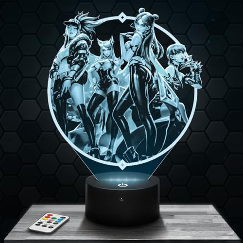 Lampada Led 3D decorativa LOL KDA K-Pop Ahri, idea regalo per adolescenti, accessorio LOL KDA K-Pop Ahri Gaming Gamer Videogiochi Decorazione camera da letto per ragazzi idea regalo