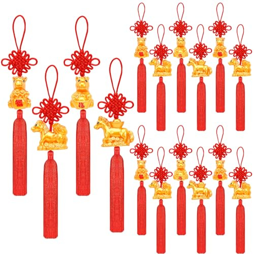 JULMELON Lot de 18 pendentifs décoratifs du Nouvel An chinois, année du cheval 2026