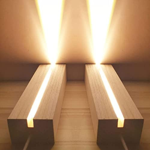 luolety Rechteckiger LED Licht Displaysockel, 15 cm großer LED-Ständer aus Holz, beleuchteter Sockel aus Holz für Acrylplatte