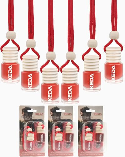 ikeda fragrance Auto-Lufterfrischer, 4 ml, Auto-Düfte, 6 Stück, 45 Tage Dufthaltung, Auto-Diffusor-Flaschen, entfernt Auto-Geruch, langanhaltende frische Luft für Zuhause, desodorieren (Kirsche, 6