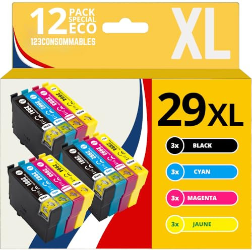 123CONSOMMABLES - Pack Compatible EPSON T29XL (3 Noir / 3 Cyan / 3 Jaune / 3 Magenta)