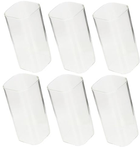 AOKWAWALIY Vasos de vidrio cuadrado de 6 unidades, vasos de cerveza, vasos de café, vasos cuadrados, vasos de capuchino, vasos de cristal transparente, estetoscopio, soporte para jugo, vasos de