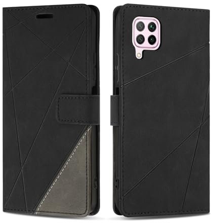 SONWO Cover per Huawei P40 Lite, Flip Caso in PU Pelle Case Cover Custodia con Slot per Schede e Supporto Stand per Huawei P40 Lite, Nero