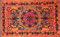 Original Kikan Rechteckiger Suzani-Wandteppich mit Blumenmuster und Pailletten, indischer Wandbehang, bestickter Läufer aus Baumwolle im Ethno-Boho-Stil (Orange)